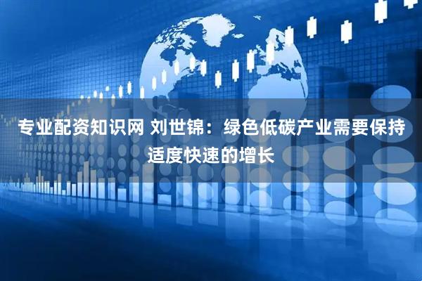 专业配资知识网 刘世锦：绿色低碳产业需要保持适度快速的增长