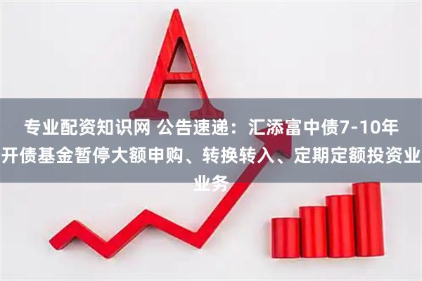 专业配资知识网 公告速递：汇添富中债7-10年国开债基金暂停大额申购、转换转入、定期定额投资业务